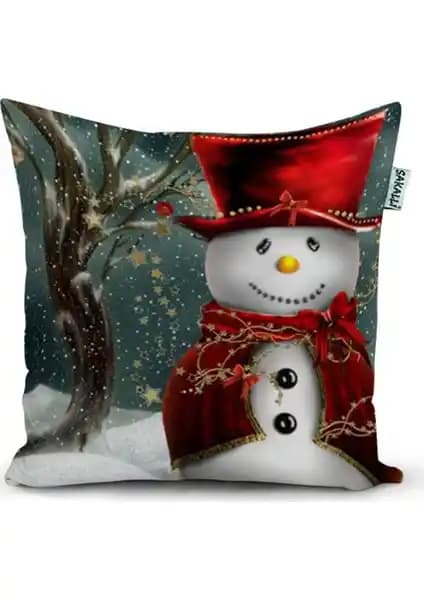 Sakallı Yılbaşı Temalı 3D Baskılı Dekoratif Kırlent Kılıfı ile Evde Sıcak Atmosfer Yaratın