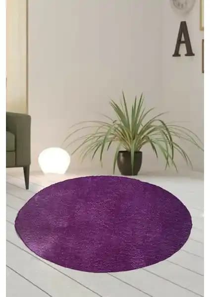 Sarar Yuvarlak Post Peluş Banyo Paspas Takımı Lila - Şık ve Konforlu Banyo Dekoru İçin Ideali