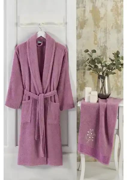 Semecca Gül Kurusu Nakışlı Havlu ve Bornoz Seti Konfor ve Şıklık Sunan Tasarım