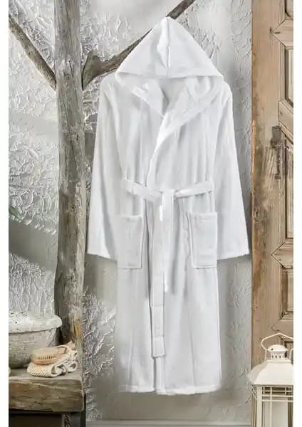 Semecca Lara Kadife Kapşonlu Bornoz Yüksek Kalite Pamuk ve Kadife Doku ile Konfor ve Şıklık