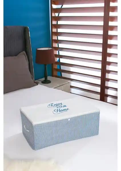 Serstil Küçük Boy Baskı Detaylı Mavi Çizgili Hurç: Şık ve Dayanıklı Saklama Çözümü