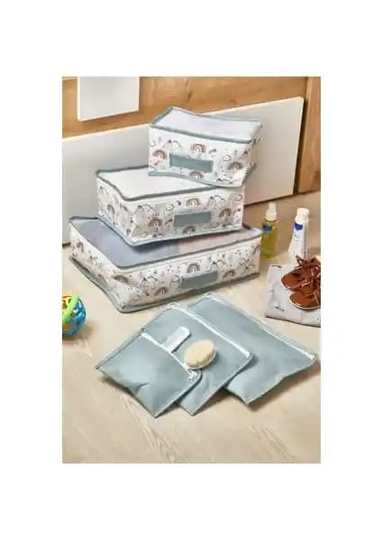 Serstil Rainbow Mavi Seyahat Valiz Düzenleyici Seti Farklı Boyutlarda Şık ve Dayanıklı