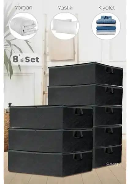Serstil Siyah Hurç Seti 8 Adet, Dayanıklı Kumaş ve Pratik Kullanım Özellikleriyle