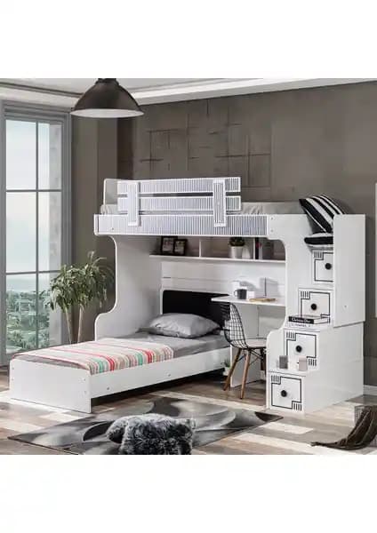 Setay Çizgi Ranza Karyola ve Çalışma Masası: Modern ve Fonksiyonel Yatak Odası Çözümü