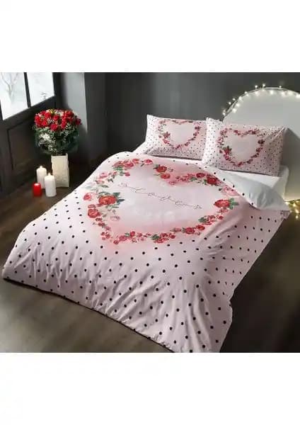 Sevgililer Günü Glow Parlayan Çift Kişilik Nevresim Takımı Pembe Estetik ve Konfor Sağlar