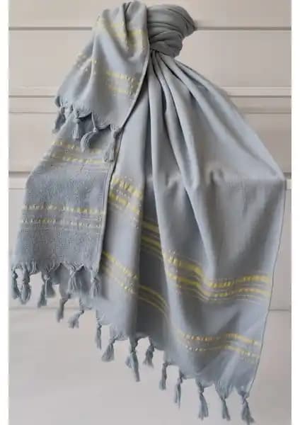 Sevim Tek Yüzlü Pamuk Havlu Peştemal Indigo Modern ve İşlevsel Tasarım