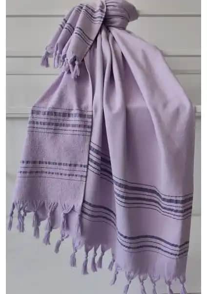 Sevim Tek Yüzlü Pamuk Havlu Peştemal Lila Renkli Modern Tasarım ve Yüksek Emicilik Özelliğiyle