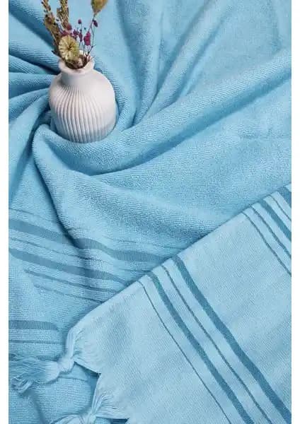 Sevim Tek Yüzlü Pamuk Havlu Peştemal Turkuaz Modern Tasarım ve Çok Amaçlı Kullanım