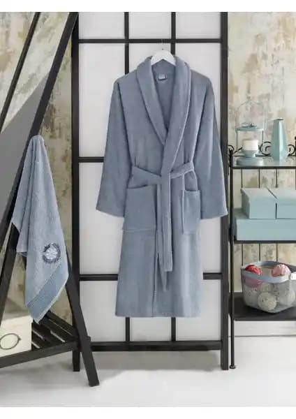 Şilay Home Indigo Havlulu Bornoz Seti 2'li Konfor ve Şıklık Sunar