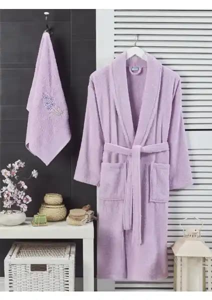 Şilay Home Leylak Renkli Havlulu Bornoz 2'li Set Konfor ve Şıklık Sunar