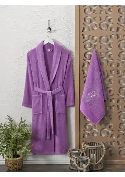 Şilay Home Mor Havlulu Bornoz Seti 2'li Konfor ve Estetiği Bir Arada Sunar