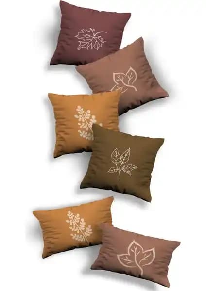 Sk Home Özel Tasarım Premium Dekoratif Kırlent Kılıfı Seti 6'lı 4'lük ve 2'li Dikdörtgen