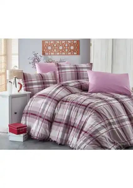 Snr Home Collection Mor Kareli Pamuklu Tek Kişilik Nevresim Seti Modern ve Dayanıklı Tasarım