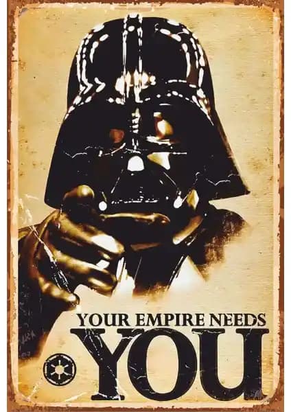 Star Wars Darth Vader Retro Ahşap Poster 20x30 cm Dekorasyon Parçası