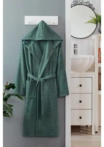 Sternen Glanz Doğa Kapşonlu Unisex Pamuk Bornoz Ev ve Spa Kullanımı İçin