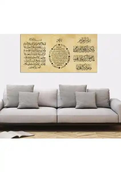 Tablosan Üçlü Dua Ayetel Kürsi Kanvas Tablo Ev Dekorasyonu İçin Sürdürülebilir ve Manevi Atmosfer Katıcı