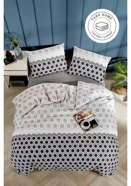 Tabu Home Geometrik Antrasit Çift Kişilik Nevresim Takımı Modern ve Dayanıklı Tasarım