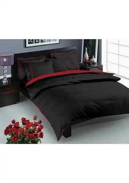 Taç Çift Kişilik Delüx Saten Nevresim Takımı Siyah Şıklık ve Konfor Sunar