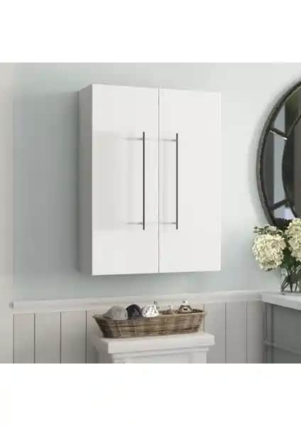 Taç Dekorasyon Beyaz Çamaşır Makinesi Üstü Dolabı Modern ve Dayanıklı Tasarım