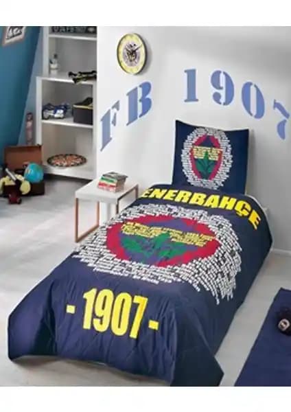 Taç Fenerbahçe Marşlı Logo Tek Kişilik Ranforce Yatak Örtüsü - Şık ve Dayanıklı Tasarım
