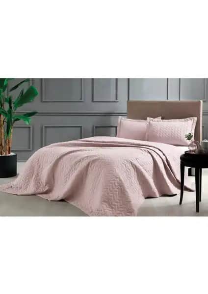 Taç Glory Çift Kişilik Pudra Renk Yatak Örtüsü Şık ve Dayanıklı Tasarım