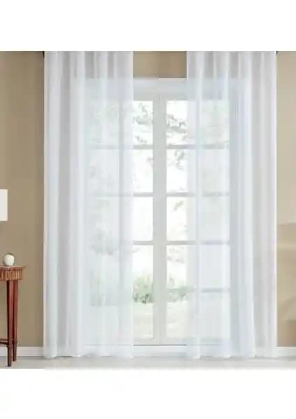 Taç Keten Ekru Düz Tül Perde: Modern ve Şık İç Mekan Dekorasyonu Çözümü