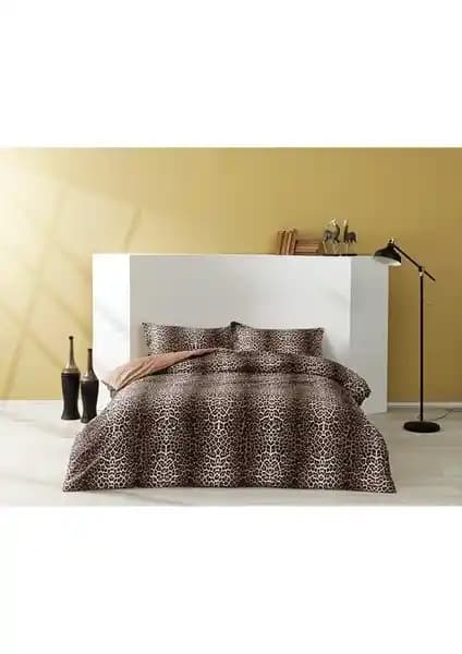 Taç Leopard Kahve Çift Kişilik Pamuk Saten Nevresim Takımı Detayları