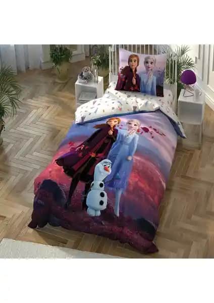 Taç Lisanslı Disney Frozen 2 Elsa ve Anna Temalı Çocuk Nevresim Takımı, Renkli ve Sağlıklı Uyku İçin