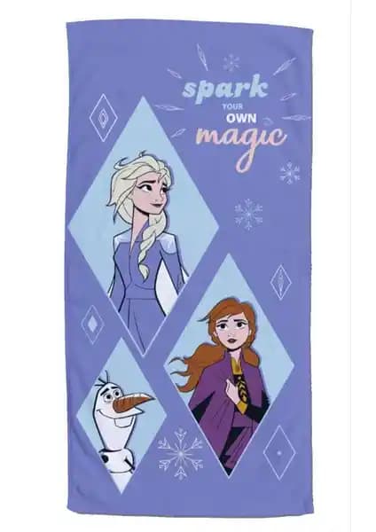 Taç Lisanslı Disney Frozen 2 Renkli ve Yumuşak Plaj Havlusu 75x150 cm Çocuklar İçin