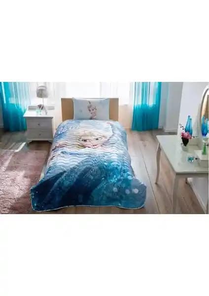 Taç Lisanslı Frozen Glitter Yatak Örtüsü Seti Çocuk Odası İçin Renkli ve Dayanıklı Tasarım