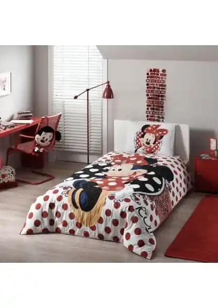 Taç Minnie Tek Kişilik Nevresim Seti Dört Mevsim Kullanım ve Çocuklar İçin Uygun