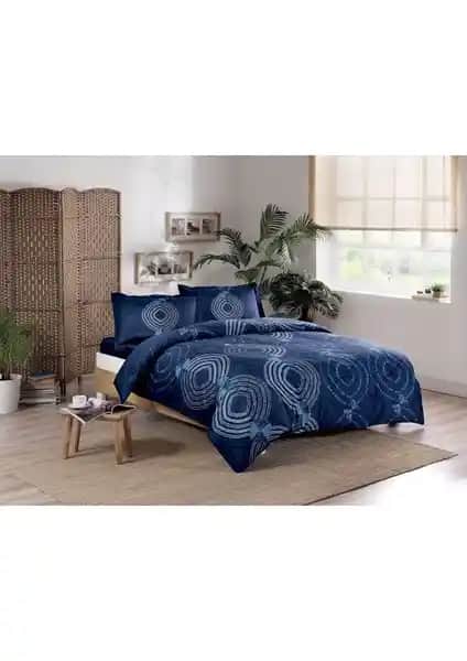 Taç Paloma Lacivert Çift Kişilik Saten Nevresim Takımı Modern ve Şık Tasarımıyla Yatak Odalarına Zarafet Katar