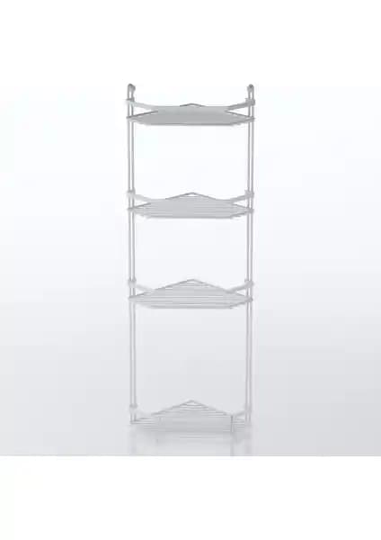 Tekno-tel 4 Katlı Kancalı Banyo Köşe Rafı Modern ve Dayanıklı Tasarım