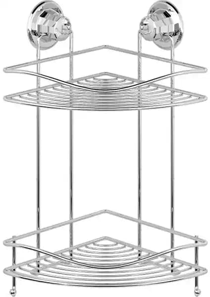 Tekno-tel Vakumlu 2 Katlı Banyo Köşe Rafı Krom, Kolay Montaj ve Estetik Tasarım