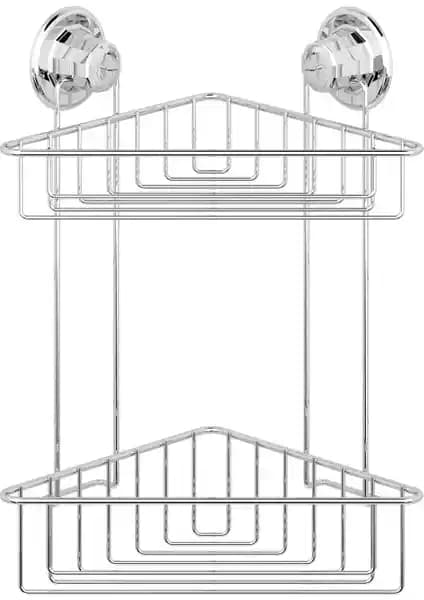 Tekno-tel Vakumlu 2 Katlı Krom Banyo Köşe Rafı Modern ve Kolay Montajlı Tasarım