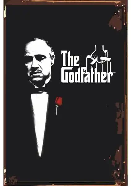 The Godfather Temalı Vintage Ahşap Film Posteri 20x30 cm Dekoratif Aksesuar