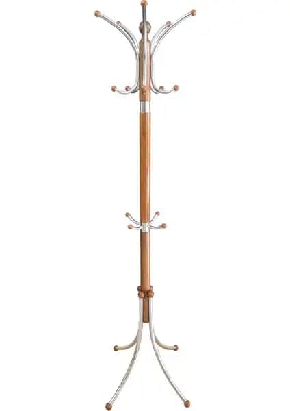 Tolunay Portmanto Ayaklı Askılık Yonca Model Ceviz Renkli Modern ve Dayanıklı Tasarım