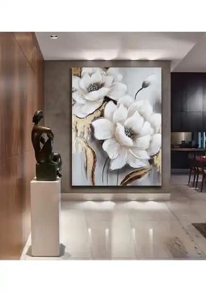 Trade Ays Modern Çiçek Kanvas Tablo Ev ve Ofis Dekorasyonu İçin Uygun