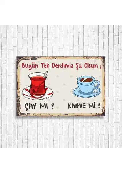 Trend Poster Çay Kahve Retro Ahşap Poster ile Dekorasyonunuza Renk Katın