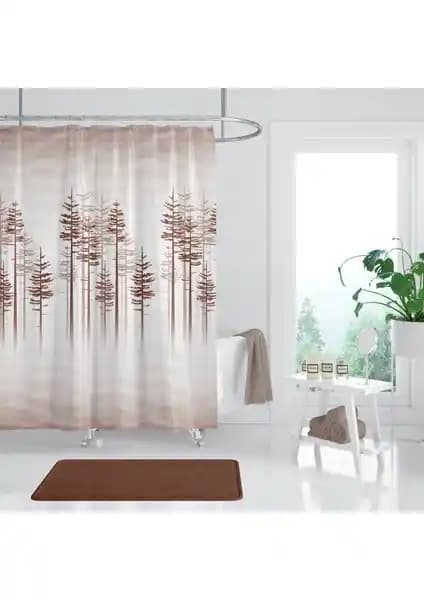 Tropik Home Ağaç Desen Banyo Perdesi: Dayanıklı ve Şık Tasarım ile Modern Banyo Dekorasyonu