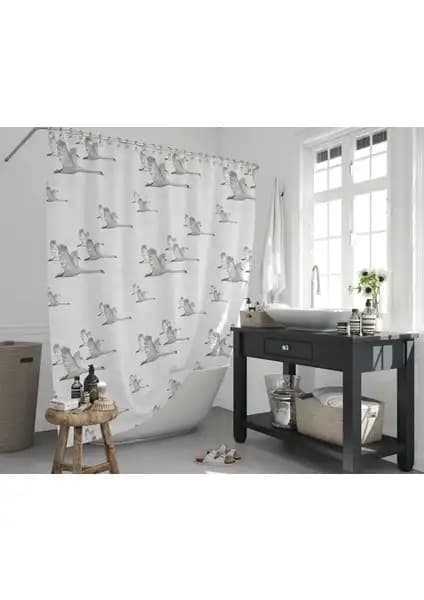 Tropik Home Martı Desen Banyo ve Balkon Perde Seti Modern Tasarım ve Dayanıklılık