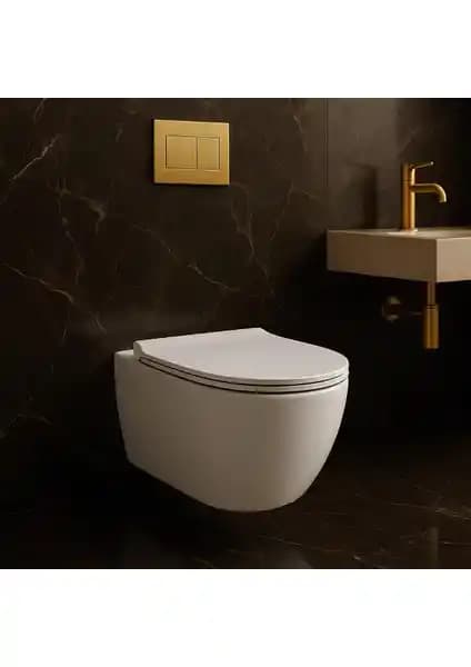 Turavit Rondo Kanalsız Asma Soft Kapaklı Modern Banyo Klozetleri Türkiye Menşei