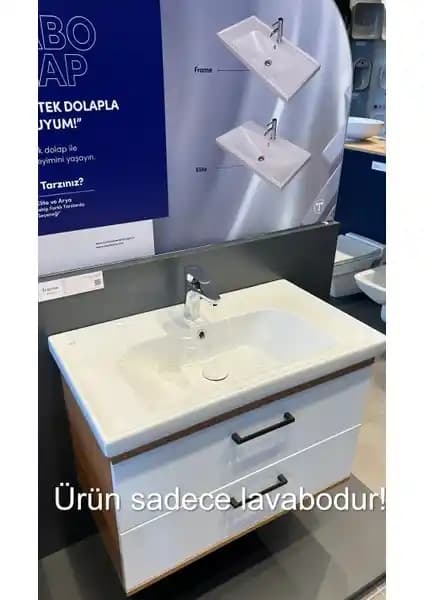 Turkuaz Cerastyle Seramik Frame Etajerli Lavabo: Modern ve Dayanıklı Banyo Çözümü (75-90 karakter)