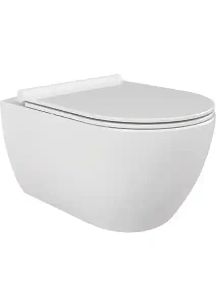 Turkuaz City Rimless Asma Klozet ve PP Yavaş Kapanan Kapak Modern Banyo Çözümü