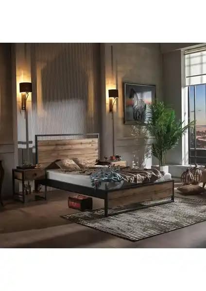 Unimet Ariane Ahşaplı Çift Kişilik Metal Karyola Modern Tasarım ve Yüksek Kalite