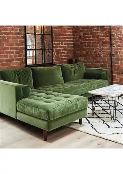 Ürgüp Yeşil Modern L Köşe Koltuk Takımı: Şıklık ve Konforun Mükemmel Buluşması