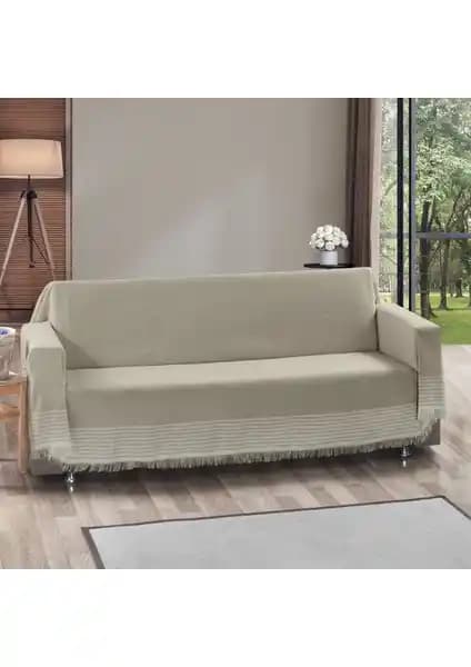 Vagonik Royal Kolları Örten Battal Boy Çekyat ve Kanepe Örtüsü Bej Renkli