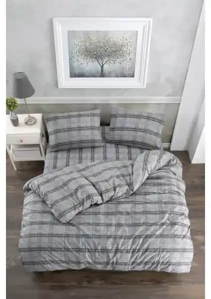 Valezium Gri Ekose Çift Kişilik Nevresim Takımı: Şık ve Dayanıklı Yatak Odası Çözümü