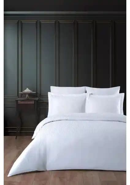 Varol Lastikli Pamuk Çizgili Çift Kişilik Nevresim Takımı Yatak Odası Dekorasyonuna Şıklık Katar