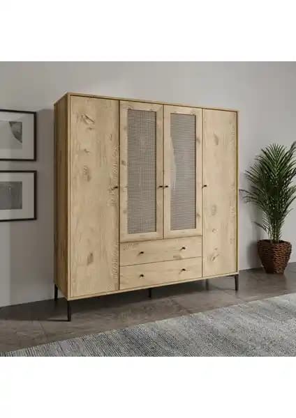 Venatto Trio Hasırlı XL Dolap: Modern Tasarım ve Dayanıklılık Sunan Geniş Depolama Alanı